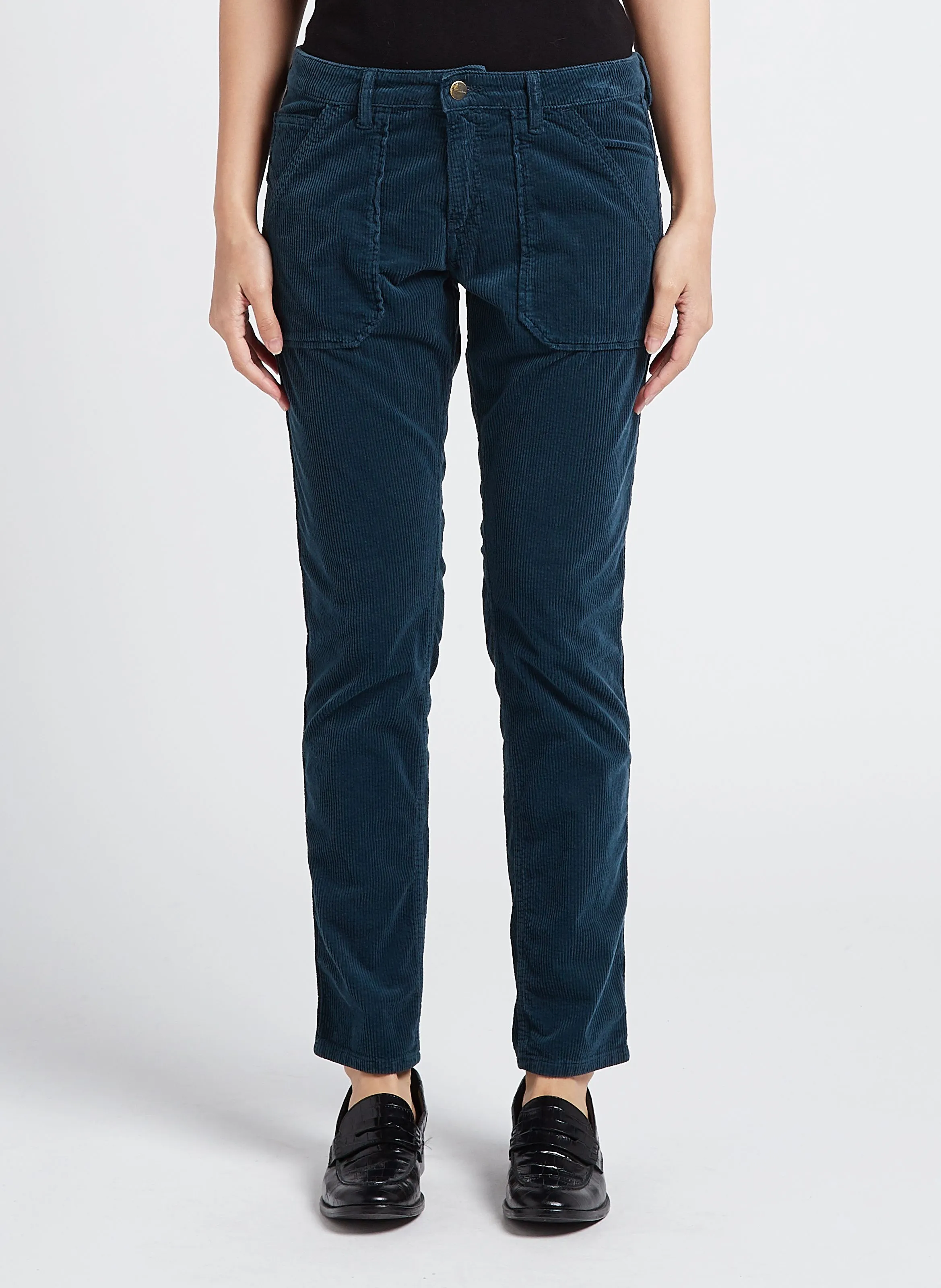ACQUAVERDE PIERCE  PANTALóN SLIM DE PANA EN AZUL