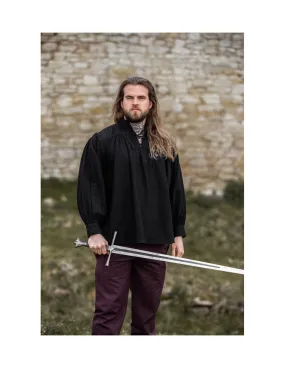 Camisa medieval negra con lazos