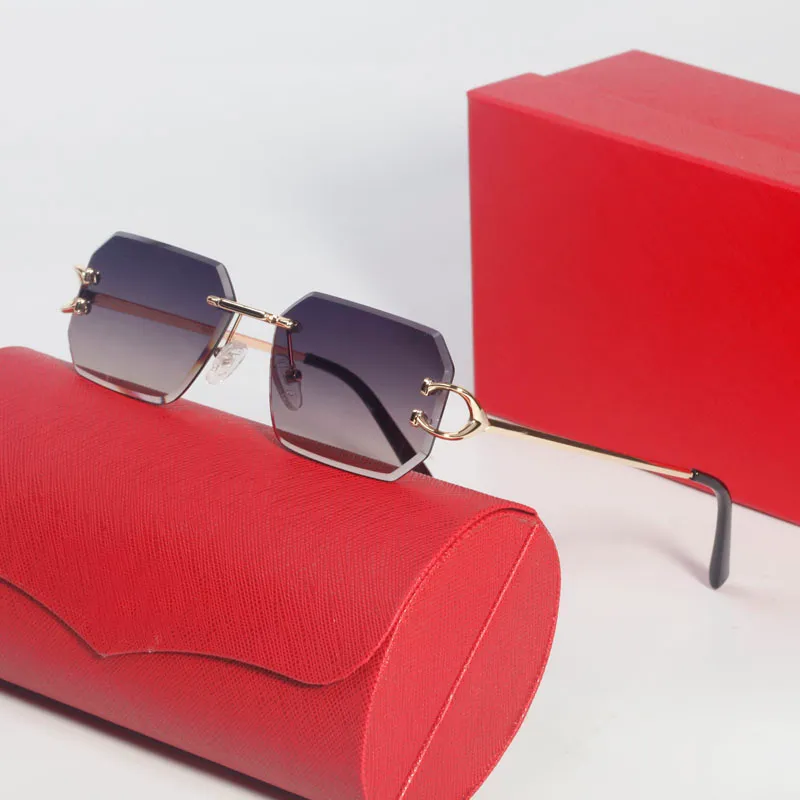 Gafas de sol hexagonales para mujer Gafas de diseñador Hombre Oro Sin montura Carti Gafas Gafas Lentes transparentes Gafas gradu