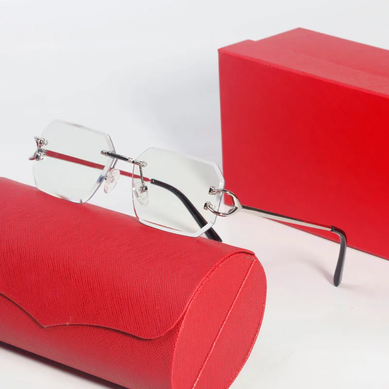 Gafas de sol hexagonales para mujer Gafas de diseñador Hombre Oro Sin montura Carti Gafas Gafas Lentes transparentes Gafas gradu