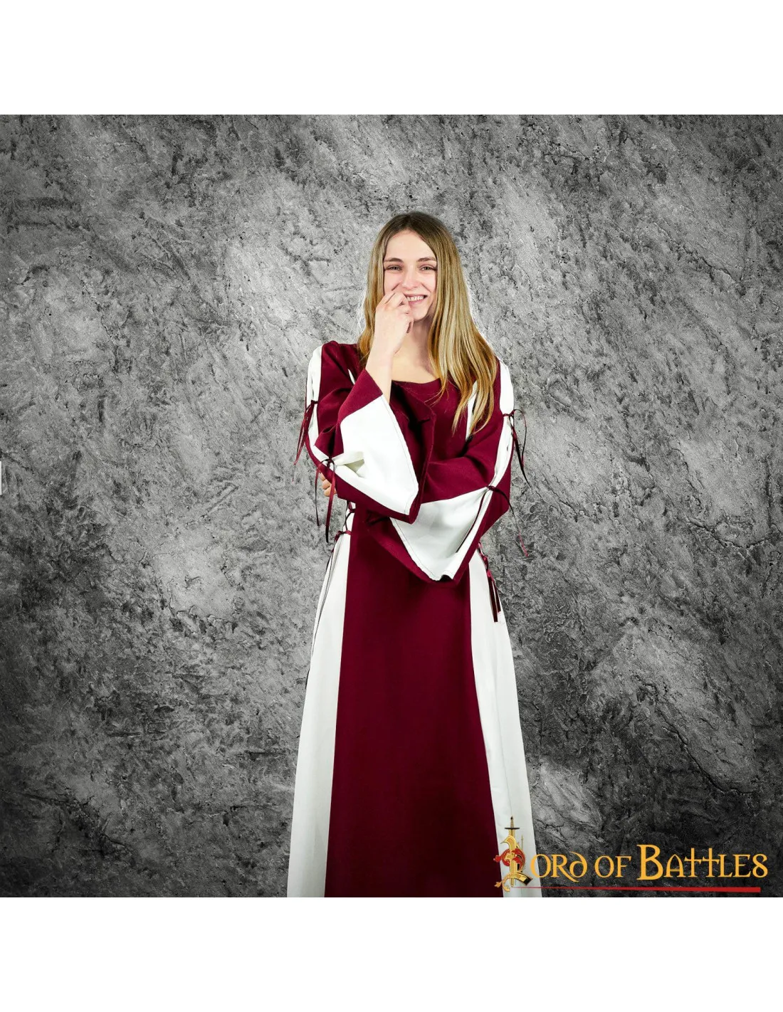 VESTIDO MEDIEVAL MUJER ZURIA, BICOLOR GRANATECRUDO
